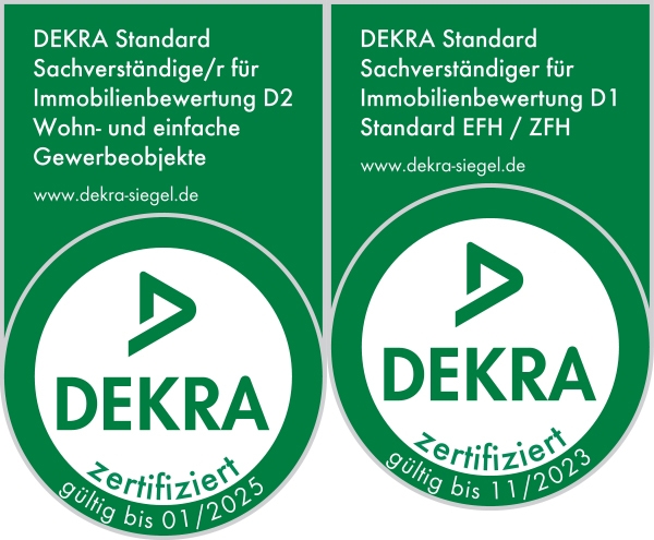 DEKRA zertifizierte Sachverständige für Immobilienbewertung D1 (Standard Ein- und Zweifamilienhäuser)